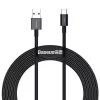Baseus Superior Series USB-A uz USB-C ātrās uzlādes datu kabelis, 66W (11V/6A), 2m, Melns (CATYS-A01)