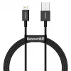Baseus Superior USB-A uz Lightning ātrās uzlādes datu kabelis 1m Melns (CALYS-A01)