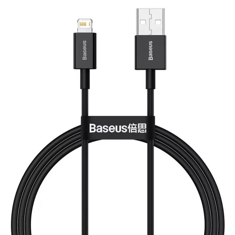 Baseus Superior USB-A uz Lightning ātrās uzlādes datu kabelis 1m Melns (CALYS-A01)