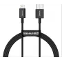 Baseus Superior USB-A uz Lightning ātrās uzlādes datu kabelis 1m Melns (CALYS-A01)
