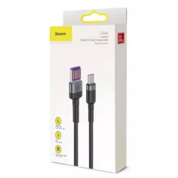 Baseus Type-C Cafule SuperCharge 40W PD 3.0 QC 3.0 1m Gray/Black USB-C to USB-C Cable (CATKLF-PG1)