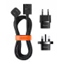 Baseus Universal PowerCombo kabelis / pagarinātājs ar mini kontaktligzdu 1m melns (ES un Lielbritānijas strāvas adapteris)