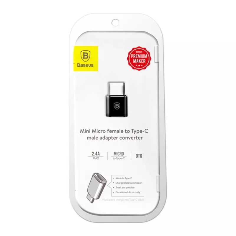Baseus USB 2.0 Type-C uz Micro USB OTG adapteris (Melns)