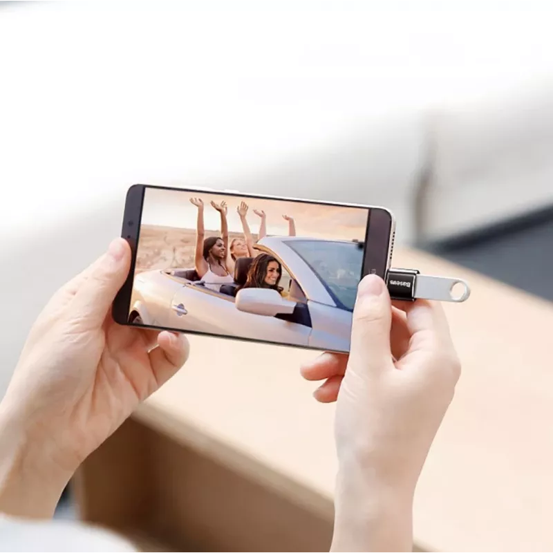 Baseus USB 2.0 Type-C uz Micro USB OTG adapteris (Melns)