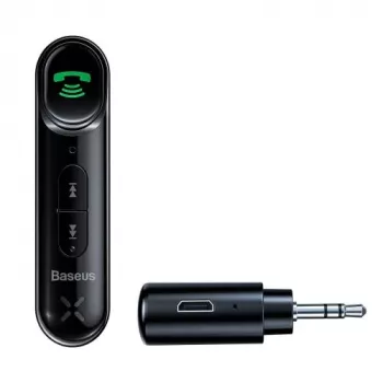 Baseus WXQY-01 Bluetooth 5.0 automašīnas AUX uztvērējs ar Micro USB uzlādi – 10m diapazons, 145mAh, melns