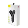 Baseus Y tipa automašīnas lādētājs, 2 USB + cigarešu šķiltavu ligzda, 3.4A, melns (CCALL-YX01)