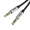 Baseus Yiven M30 3.5mm audio kabelis (vīrišķais uz vīrišķo) – 1m, neilona pinums, zeltīts, melns/sudraba