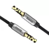 Baseus Yiven M30 3.5mm audio kabelis (vīrišķais uz vīrišķo) – 1m, neilona pinums, zeltīts, melns/sudraba