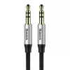 Baseus Yiven M30 3.5mm audio kabelis (vīrišķais uz vīrišķo) – 1m, neilona pinums, zeltīts, melns/sudraba