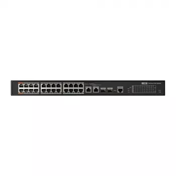BCS 24-Port Gigabit PoE+ Industrial Smart Managed Switch ar 2 SFP, 300W budžets, DIN-sliede