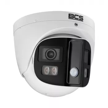 BCS 4MP IP kupola kamera ar AI perimetra aizsardzību, 2.8mm fiksēts objektīvs, PoE, IP67, IK10, balta