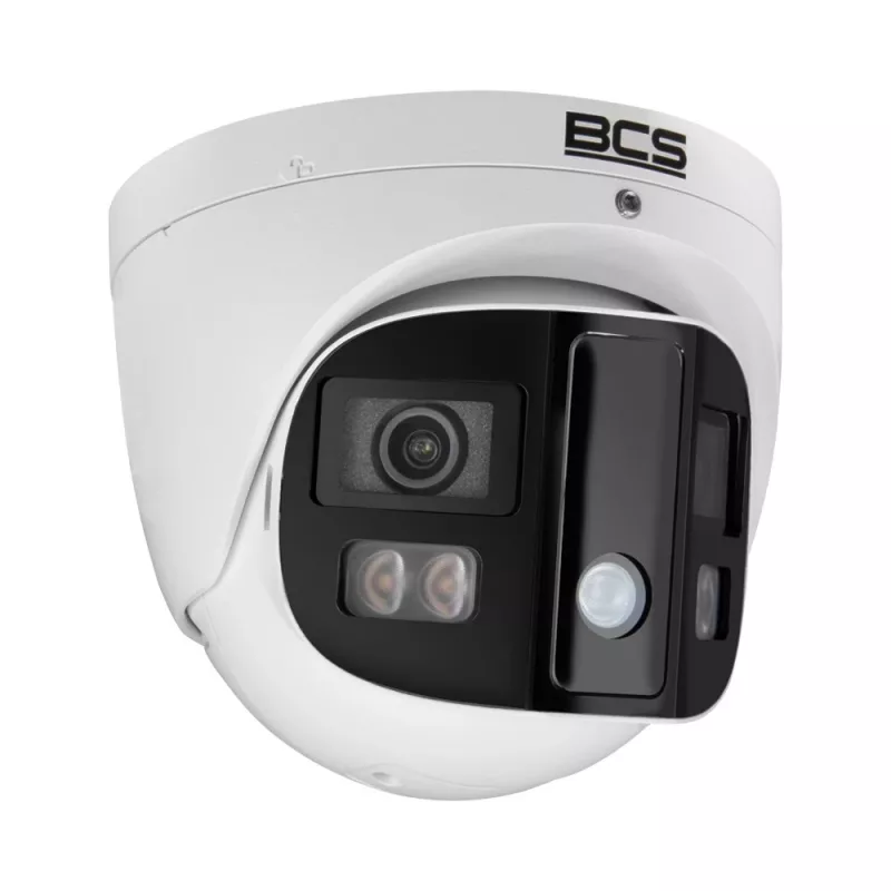 BCS 4MP IP kupola kamera ar AI perimetra aizsardzību, 2.8mm fiksēts objektīvs, PoE, IP67, IK10, balta
