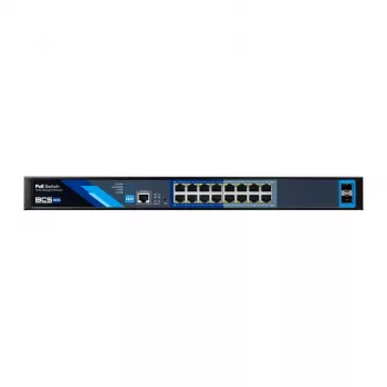 BCS B-SP16G-2SFP-M Industrial Nenodrošināts 16 Portu Gigabit PoE+ Slēdzis ar 2 SFP Slotiem, 240W PoE Budžets, DIN-Sliedes Montāža