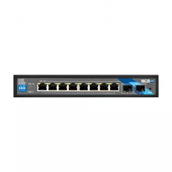 BCS BCS-B-SP08G-2SFP 8-Port Gigabit PoE+ Switch ar 2 SFP Portiem, 240W, Industriāls, Nepārvaldīts