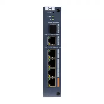 BCS BCS-L-SP0401G-1SFP-M Industrialais nepārvaldāmais PoE+ slēdzis, 4x PoE+ RJ45 + 1x RJ45 + 1x SFP, 65W