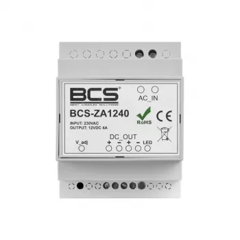 BCS-ZA1240 Barošanas bloks 12V 4A 48W maiņstrāvas/līdzstrāvas adapteris ar IEC C8 ieeju
