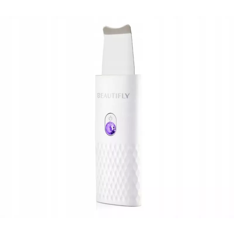 Beautifly Peeling Scrub Mini - Ultrasoniska kavitācijas sejas ierīce ar EMS mikrostrāvu, balta ar rožu zeltu