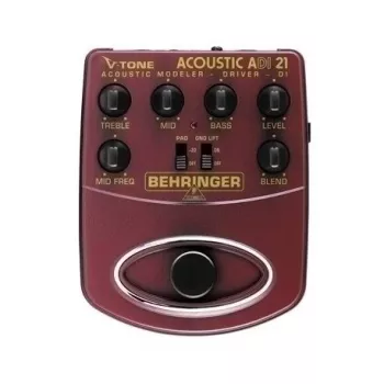 Behringer ADI21 akustiskās ģitāras priekšpastiprinātājs / DI kaste ar 3 joslu ekvalaizeru un atgriezeniskās saites kontroli