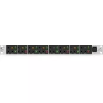 Behringer DI800 8-Kanālu Aktīvā DI Kaste ar 1/4 inch TS / XLR Kombinētajām Ieejām un XLR Izejām, Melna/Sudraba