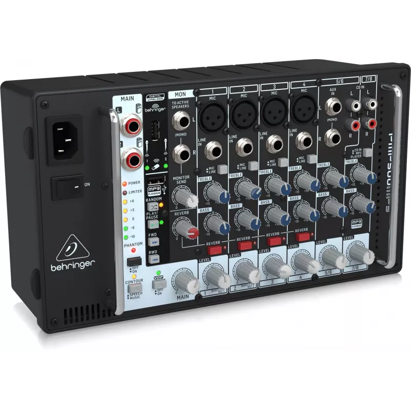 Behringer PMP500MP3 500W 8-Kanālu Pastiprināts Mikseris ar MP3 Atskaņotāju un KLARK TEKNIK FX