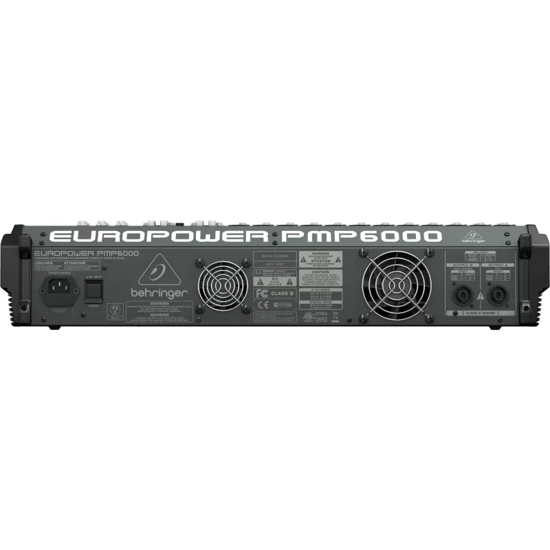 Behringer PMP6000 20 kanālu pastiprināts mikseris ar dubultiem efektiem un 1200W tilta izeju, melns