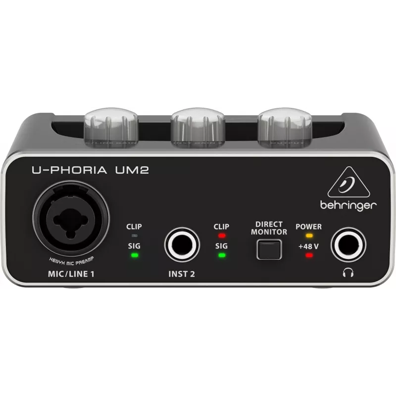 Behringer UM2 USB audio interfeiss ar XENYX mikrofona priekšpastiprinātāju un +48V fantoma barošanu