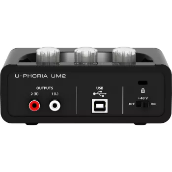 Behringer UM2 USB audio interfeiss ar XENYX mikrofona priekšpastiprinātāju un +48V fantoma barošanu