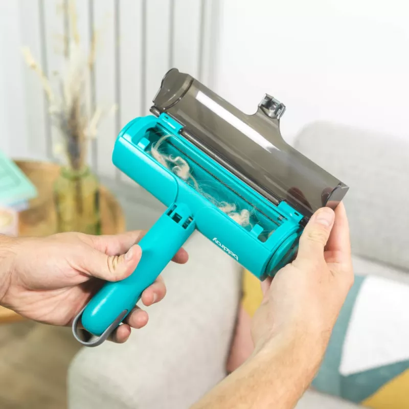 Beldray LA00000016TQEU7 Lint Roller Brush - Atkārtoti lietojama pašattīroša abpusēja auduma birste apģērbam, polsterējumam, mājdzīvnieku matiem - Pelēka/Balta