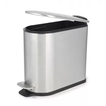 Beldray LA036683SSPEU7 Slimline D-Shaped Pedal Bin 5-Litre, Silver