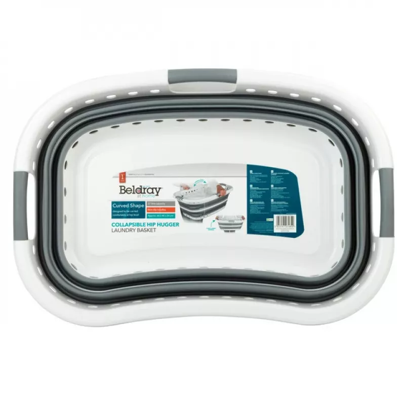 Beldray LA072979PGRYFEU7 Salokāms Hip Hugger veļas grozs - Pelēks, 38 litri