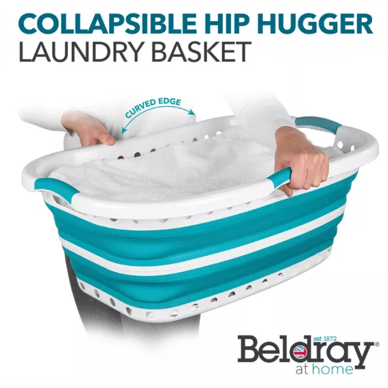 Beldray LA072979TQFEU7 37 L Salokāms Hip Hugger veļas grozs Tirkīza