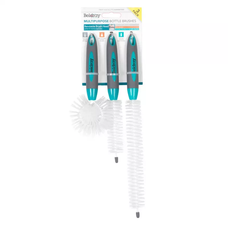 Beldray LA082770FPEU7 3 Piece Bottle Brush Set - Multi-Coloured