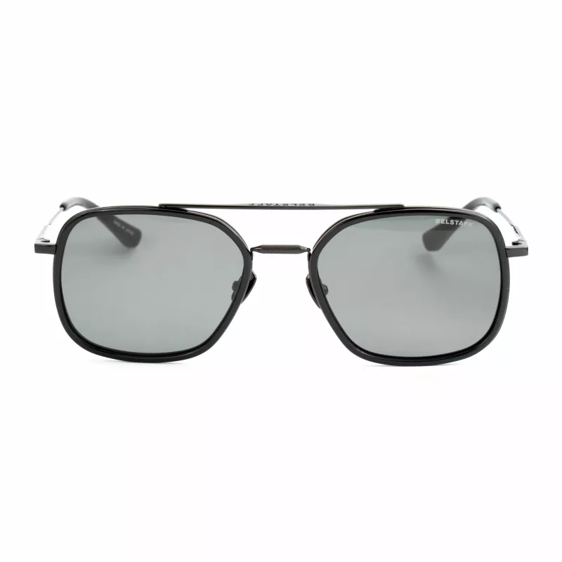 Belstaff Avedon S118 Vīriešu Saulesbrilles - Melns Acetāta Rāmis, Pelēka Polikarbonāta Lēca, UV400 Aizsardzība, 56/20/145 mm