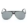 Belstaff Beckington vīriešu taisnstūra saulesbrilles - melns acetāta rāmis, pelēkas polikarbonāta lēcas, UV400 aizsardzība, 60/18/145 mm