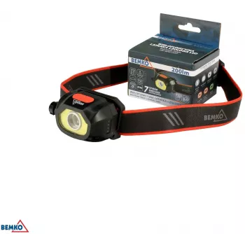 BEMKO C49-LTC02 daudzfunkcionāla uzlādējama LED galvas lampa, 200lm, 6500K, 1200mAh, IP44