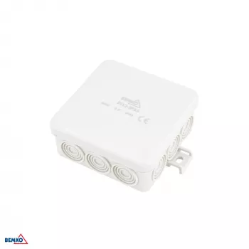BEMKO E04-PI12-IP55 Virsmas montāžas sadales kārba 85x85x36.5mm IP55 12 ieejas gaiši pelēka