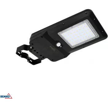 BEMKO SOLGER 20W Solar LED Street Light 3000lm Selectable CCT 3000/4000/6000K IP65 Black with PIR Sensor