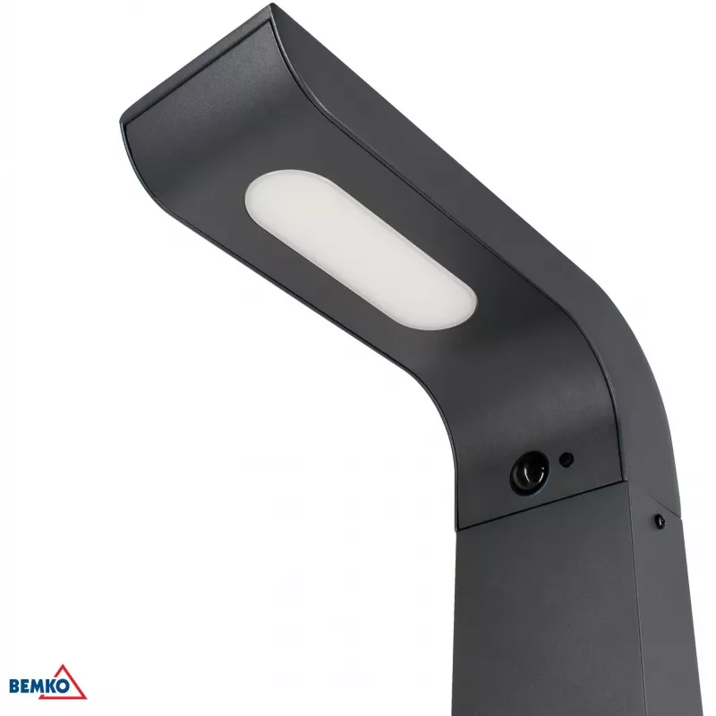 BEMKO SOLVEO Hybrid LED dārza laterna, 7W, 600lm, CCT 3000K/4000K/6500K, 80cm, IP65, tumši pelēka, PIR sensors
