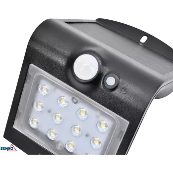 BEMKO TRINGO saules LED prožektors 1,5W 220lm 4000K IP65 melns ar PIR sensoru C83-SOT-001BL-PIR