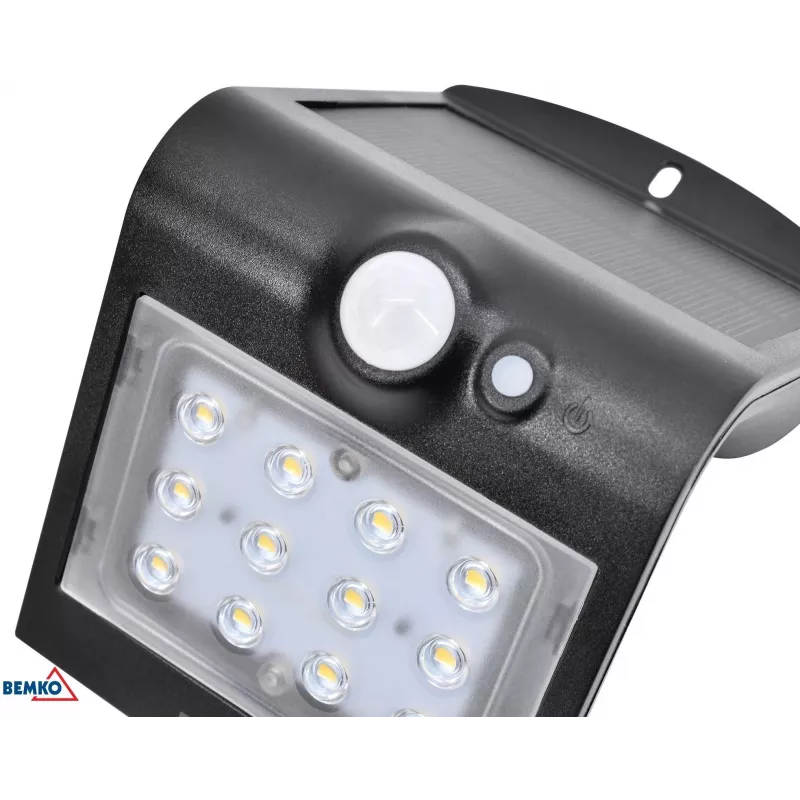 BEMKO TRINGO saules LED prožektors 1,5W 220lm 4000K IP65 melns ar PIR sensoru C83-SOT-001BL-PIR