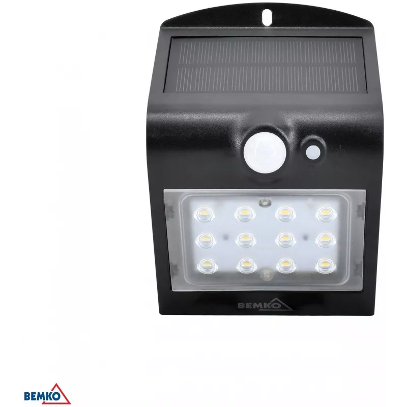 BEMKO TRINGO saules LED prožektors 1,5W 220lm 4000K IP65 melns ar PIR sensoru C83-SOT-001BL-PIR