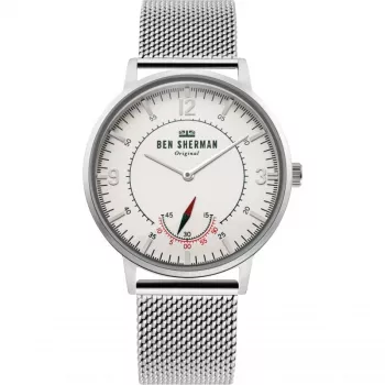 BEN SHERMAN Vīriešu analogais kvarca pulkstenis WB034SM 43 mm melns ciparnīca ādas siksniņa