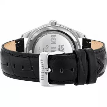 BEN SHERMAN Vīriešu pulkstenis WB039UB 43mm Melns ciparnīca Melna mākslīgās ādas siksniņa