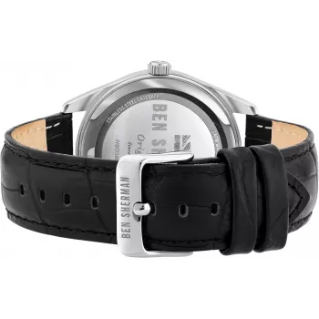 Ben Sherman Men's WB039BB Analogue Quartz Watch 43mm Black Dial Black Leather Strap