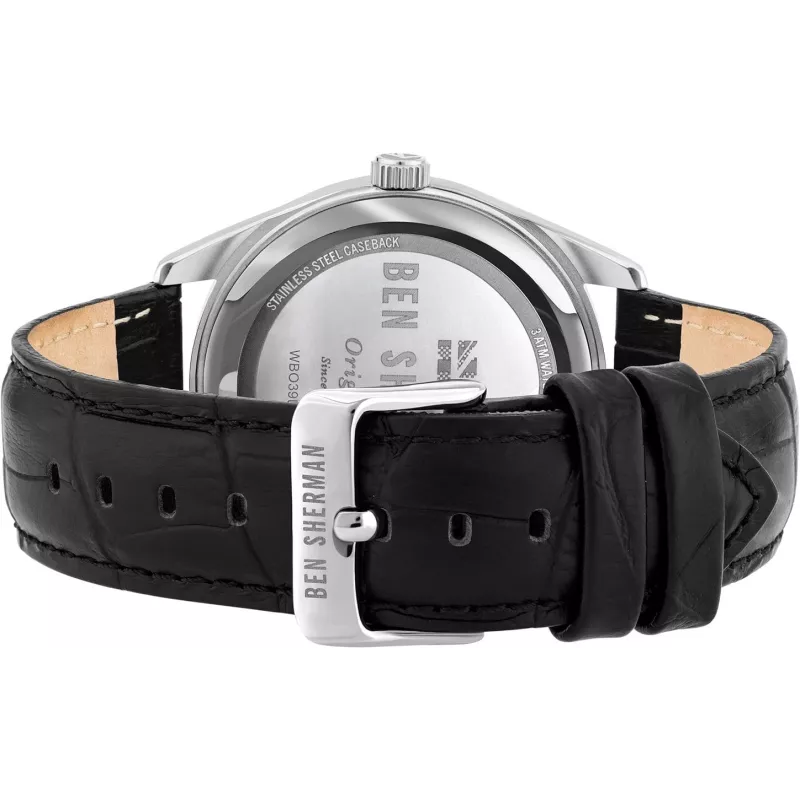 Ben Sherman Men's WB039BB Analogue Quartz Watch 43mm Black Dial Black Leather Strap