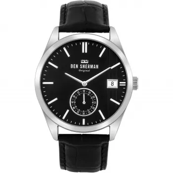 Ben Sherman Men's WB039BB Analogue Quartz Watch 43mm Black Dial Black Leather Strap