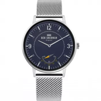 Ben Sherman WB034USM Vīriešu kvarca analogais pulkstenis 43 mm nerūsējošais tērauds zils ciparnīca