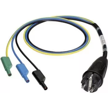 BENNING mērīšanas adapters ar Schuko kontaktdakšu uz 4 mm lamelēm ligzdām, ar pieskāriena aizsardzību, 300 V CAT III, 16 A, melns 044142