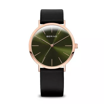 Bering vīriešu klasiskais kvarca pulkstenis 36mm nerūsējošais tērauds rožu zelts zils ciparnīca Milānas sieta siksniņa 13436-469