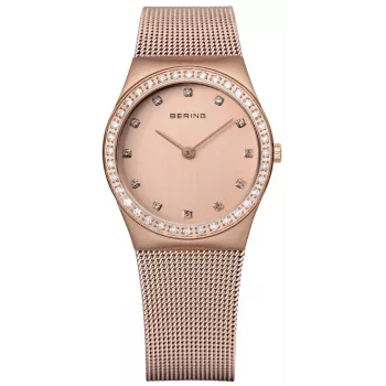 BERING Sieviešu pulkstenis 12430-366 30mm Roze zelts Nerūsējošais tērauds Brūns saules stara ciparnīca